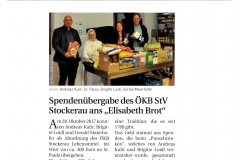 Spende Elisabethbrot Stadtzeitung Dezember 2017